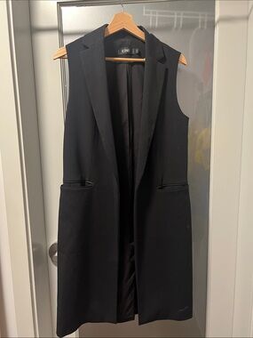 ICON Black Sleeveless Longline Blazer Vest